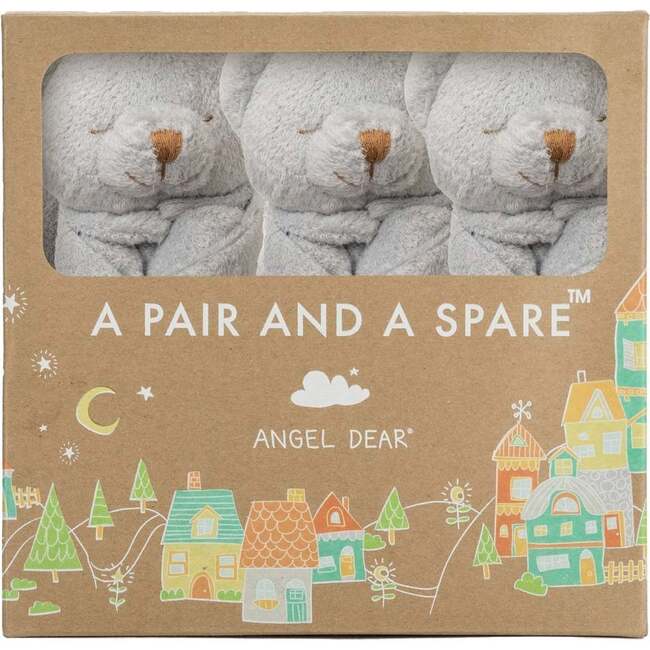 Pair And A Spare Bear Lovie Blankie, Grey (Pack Of 3)