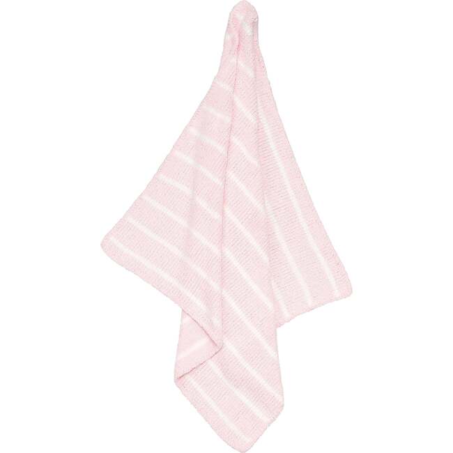 Chenille Fleece Striped Blanket, Pretty Pink & Ivory