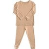 Solid Long Sleeve Pajamas, Apricot - Pajamas - 1 - thumbnail