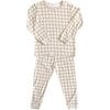 Gingham Long Sleeve Pajamas, Beige - Pajamas - 1 - thumbnail