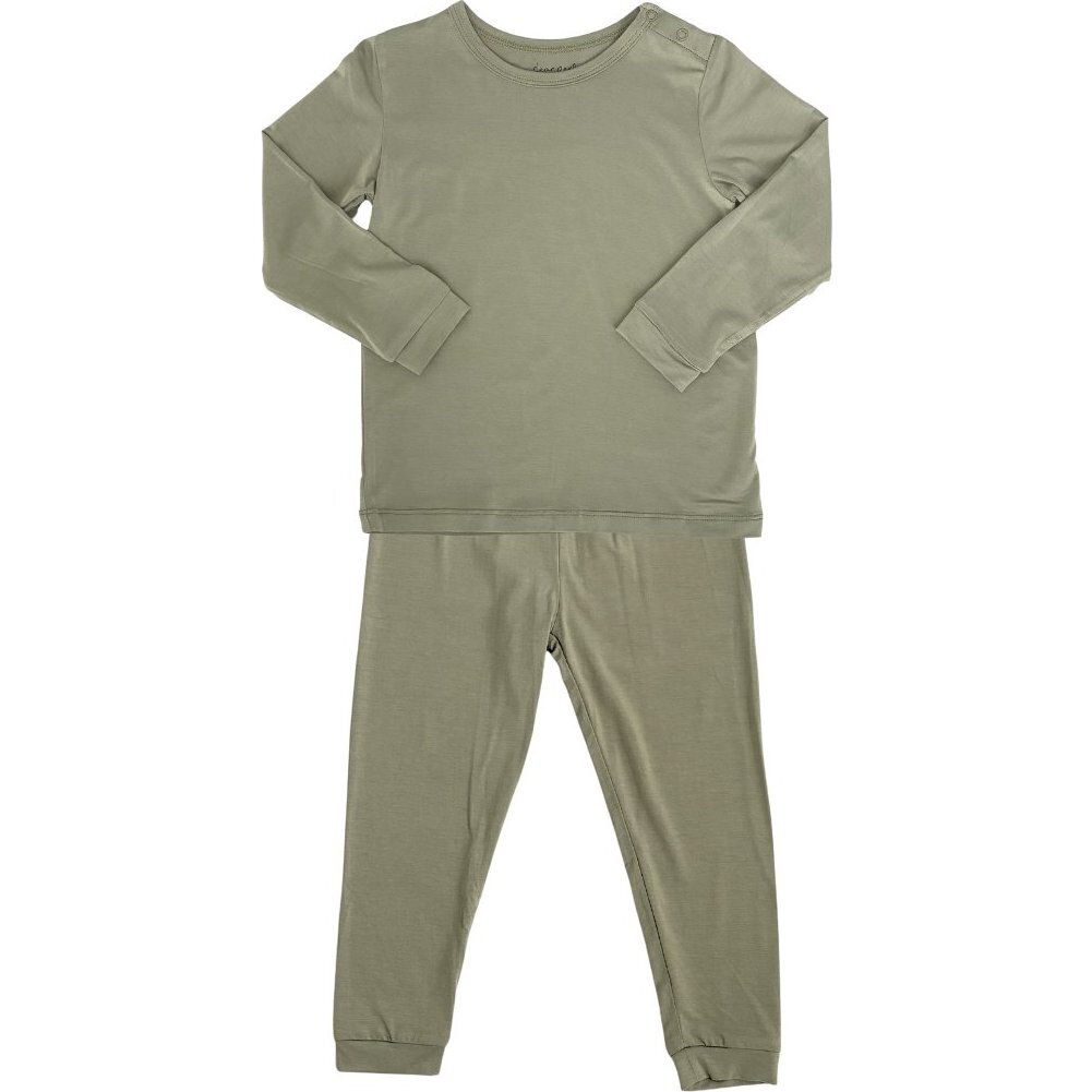 Solid Long Sleeve Pajamas, Sage - Pajamas - 1