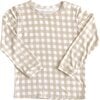 Gingham Long Sleeve Pajamas, Beige - Pajamas - 2