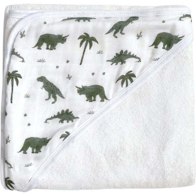 Muslin Gauze Hooded Towel, Dino, Snores