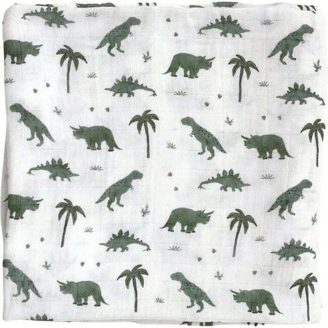 Bamboo Muslin Swaddle Blanket, Dino, Snores