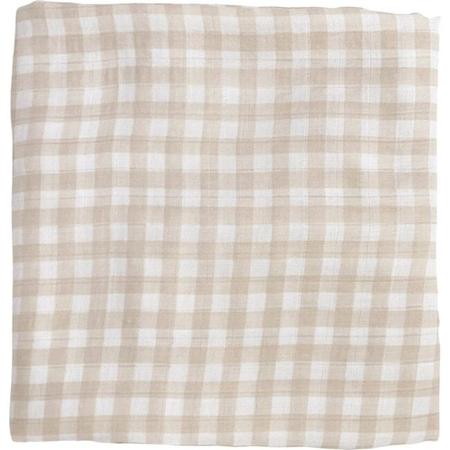 Bamboo Muslin Swaddle Blanket & Topknot Set, Gingham - Mixed Gift Sets - 3