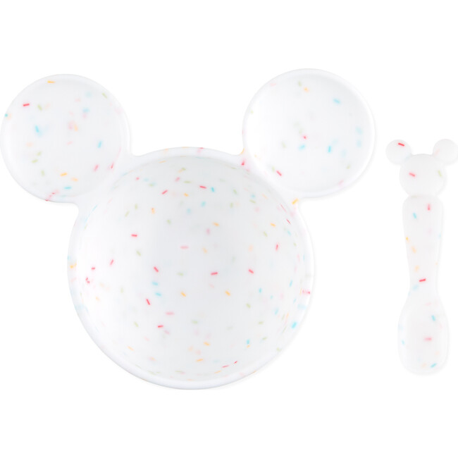 Disney Mickey Mouse Silicone First Feeding Set With Spoon, Vanilla Sprinkle