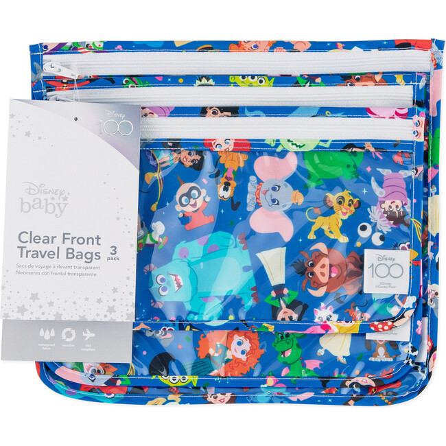 Disney 100 Magical Celebration Clear Travel Bags, Blue (Pack Of 3)
