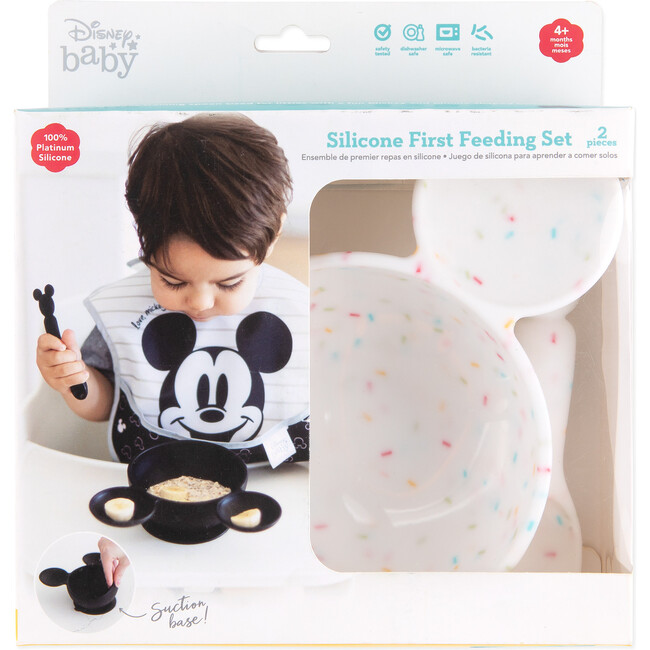 Disney Mickey Mouse Silicone First Feeding Set With Spoon, Vanilla Sprinkle - Other Accessories - 3
