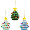 Set of 3 Nostalgic Ceramic Lit Tree Ornaments, Green, Light Blue, and Seafoam - Ornaments - 1 - thumbnail