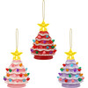 Set of 3 Nostalgic Ceramic Lit Tree Ornaments, Pink, Red, and Lavender - Ornaments - 1 - thumbnail