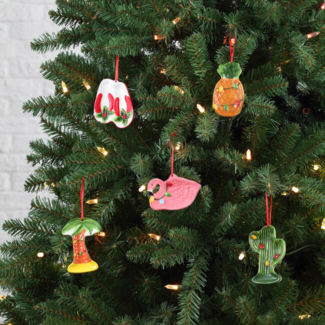 Set of 5 Ceramic Tropical Ornaments - Ornaments - 2