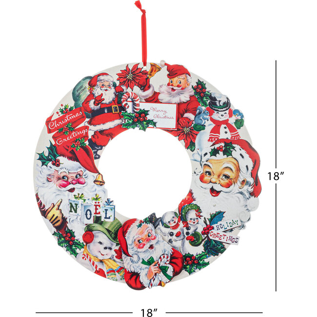 Wooden Wreath, Vintage Santa Claus - Wreaths - 3