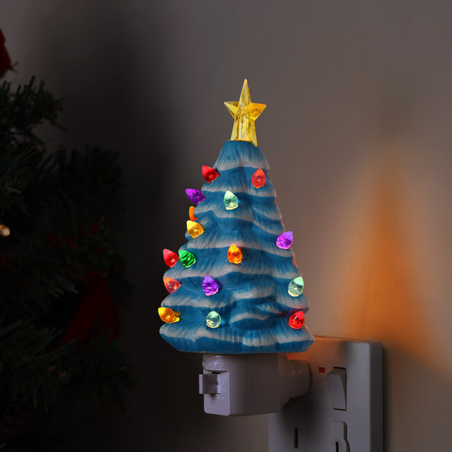 Exclusive Set of 4 Nostalgic Ceramic Lit Tree Nightlights - Accents - 5