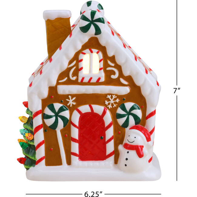 Nostalgic Ceramic Lit Gingerbread House, Brown - Accents - 3
