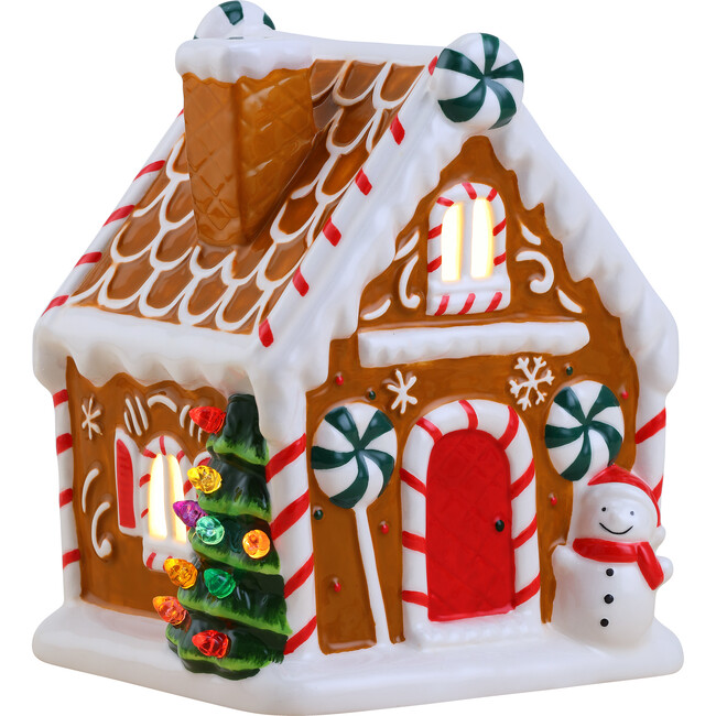 Nostalgic Ceramic Lit Gingerbread House, Brown - Accents - 4
