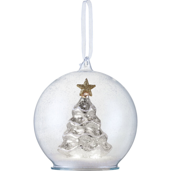 Mercury Glass Tree Globe Ornament, Silver