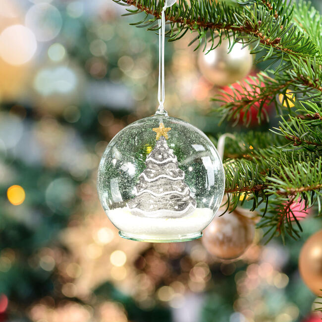 Mercury Glass Tree Globe Ornament, Silver - Ornaments - 2