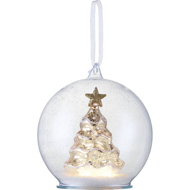 Mercury Glass Tree Globe Ornament, Gold - Ornaments - 1