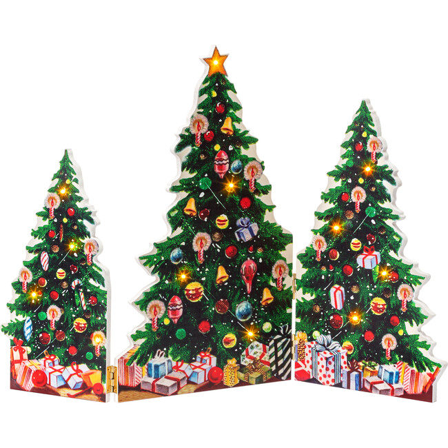 Illuminated Folding Scene, Christmas Trees