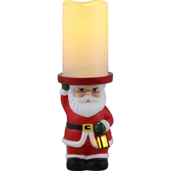 Ceramic Lit Santa Candle Holder and Flameless Candle