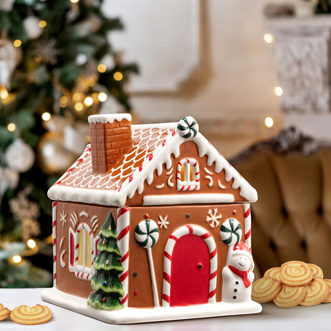 Ceramic Lit Gingerbread House Cookie Jar - Mr. Christmas Accents ...