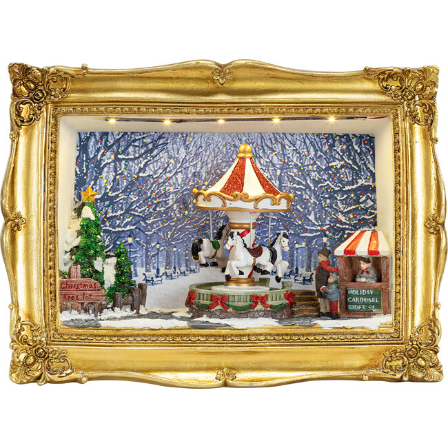 90th Anniversary Collection Animated & Musical Gold Frame Carousel Shadow Box