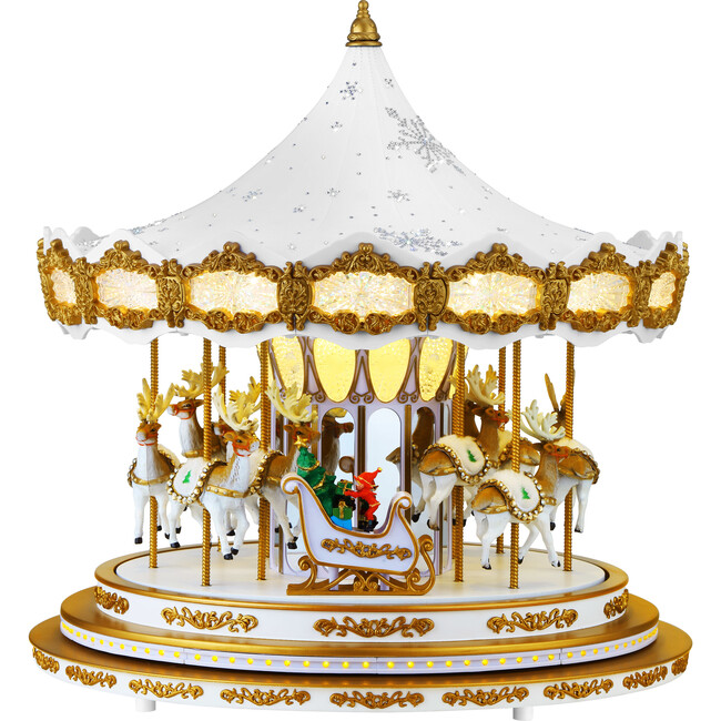 90th Anniversary Collection Animated & Musical Crystal Carousel, White