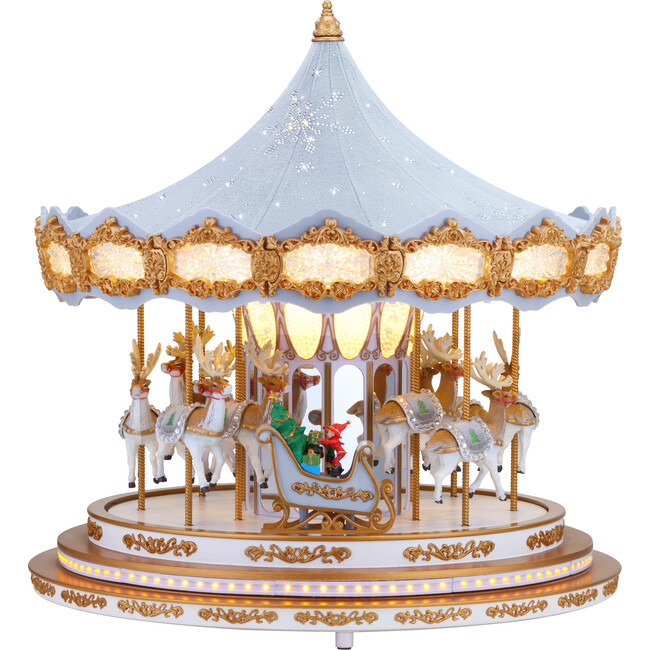 90th Anniversary Collection Animated & Musical Crystal Carousel, Ice Blue