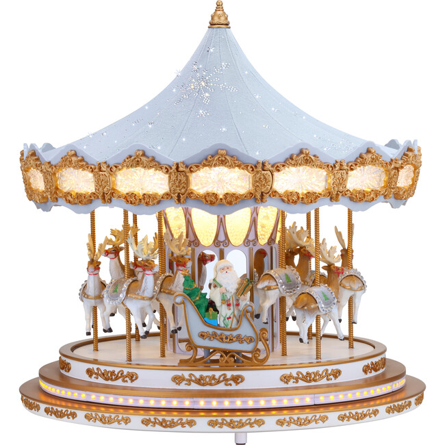 90th Anniversary Collection Animated & Musical Crystal Carousel, Ice Blue - Accents - 5