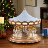 90th Anniversary Collection Animated & Musical Crystal Carousel, Ice Blue - Accents - 7