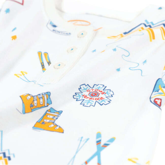 Groovy Ski  Baby Onesie + Hat,  Blue - Pajamas - 3