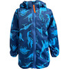 Roar Roar Dino Print Pocket Jacket, Blue - Jackets - 1 - thumbnail