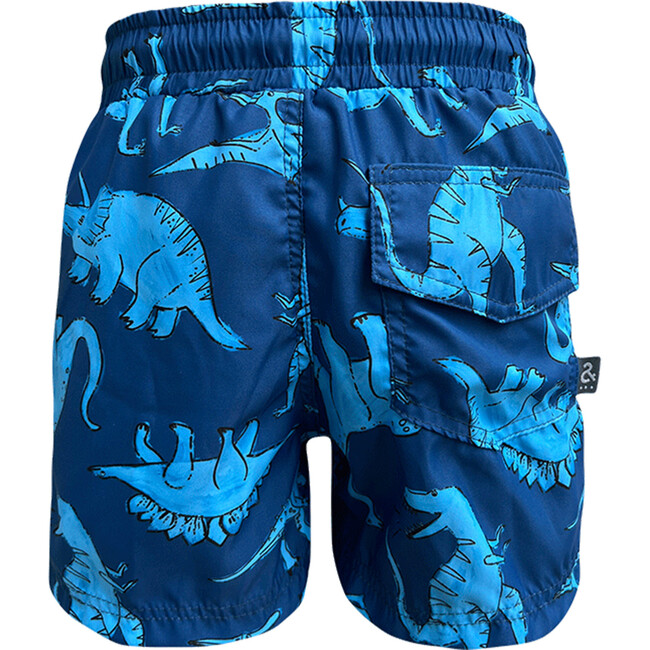 Dino Print Drawstring Swim Shorts, Blue