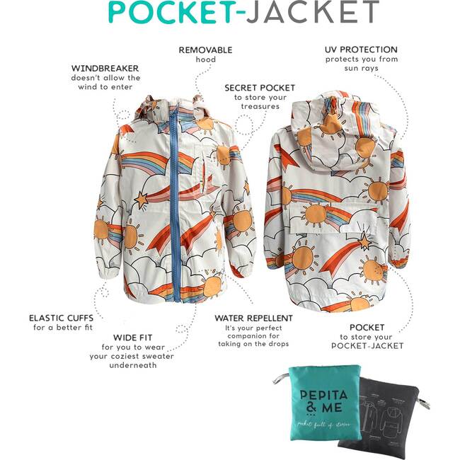 Shooting Stars Print Pocket Jacket, White & Multicolors - Jackets - 3