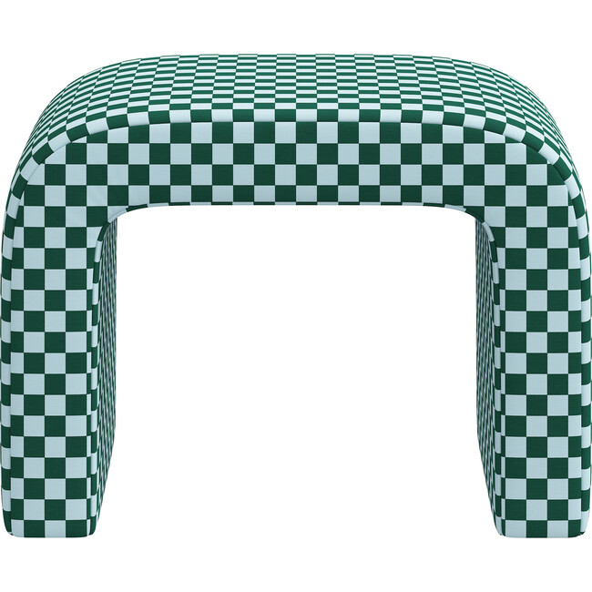 Hale Checkerboard Ottoman, Emerald Blue - Ottomans - 2