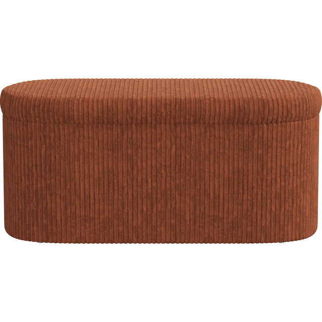 Corbin Corded Velvet Storage Bench, Rust - Ottomans - 2