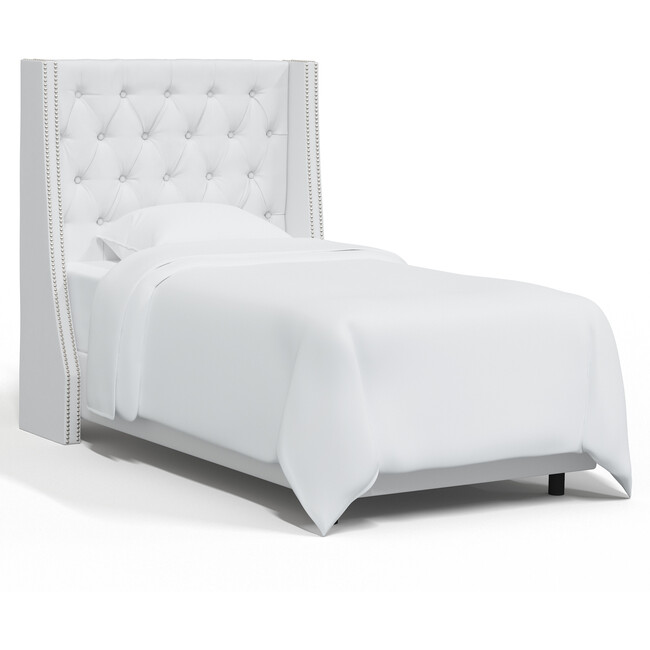 Bellevue Velvet Wingback Bed, White