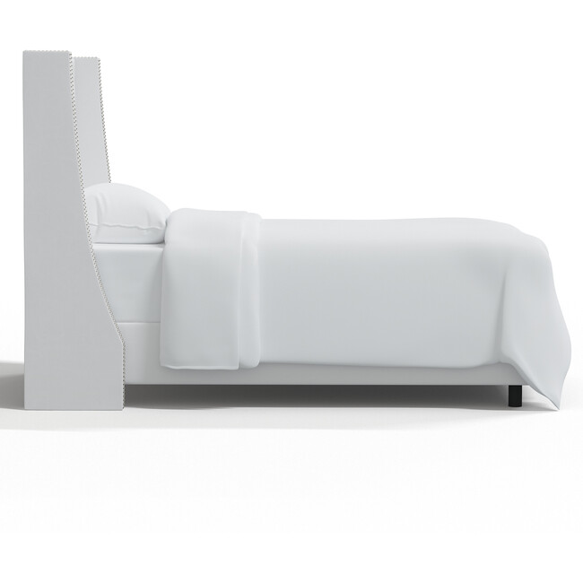Bellevue Velvet Wingback Bed, White - Beds - 3