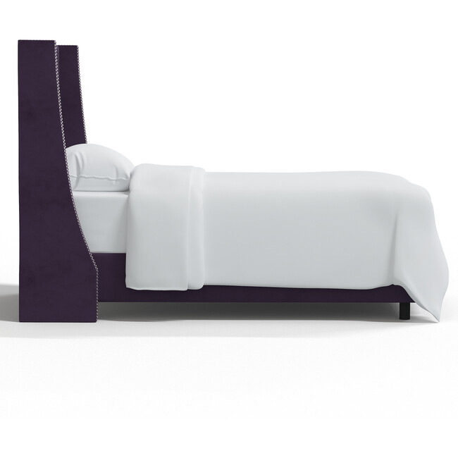 Bellevue Velvet Wingback Bed, Aubergine - Beds - 3
