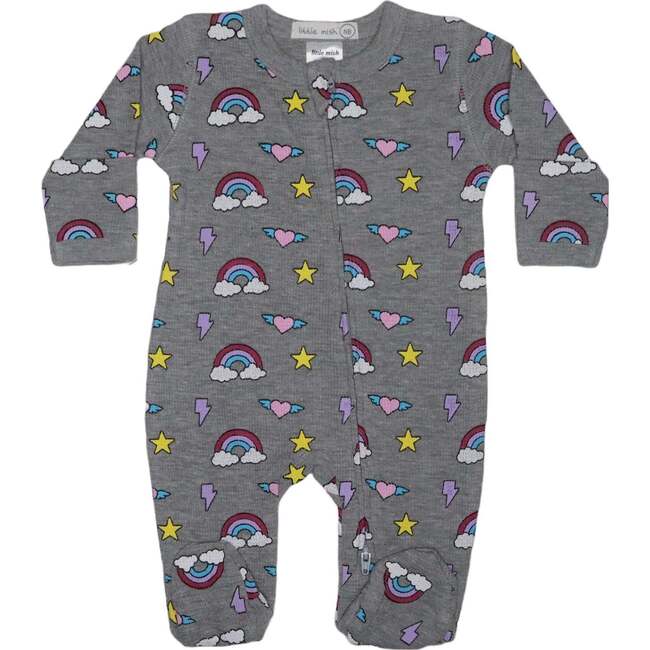 Baby Thermal Zipper Footie, Rainbow Patch