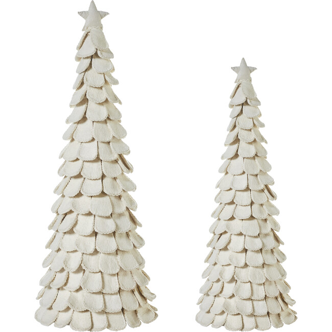Cream Tabletop Christmas Trees, Set of 2