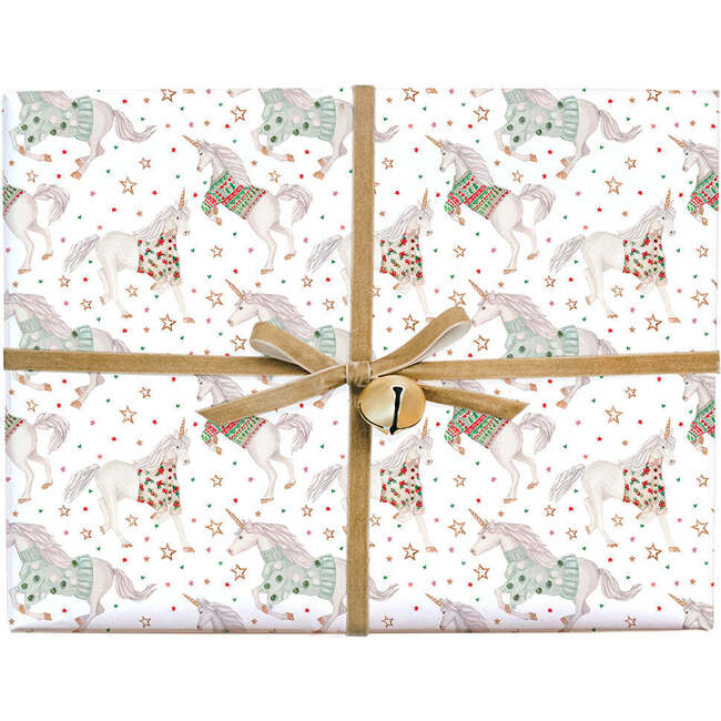 Holiday Unicorn Magic  Gift Wrap, White