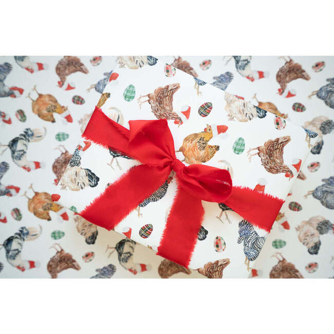 Holiday Chicken Gift Wrap, Red - Paper Goods - 2