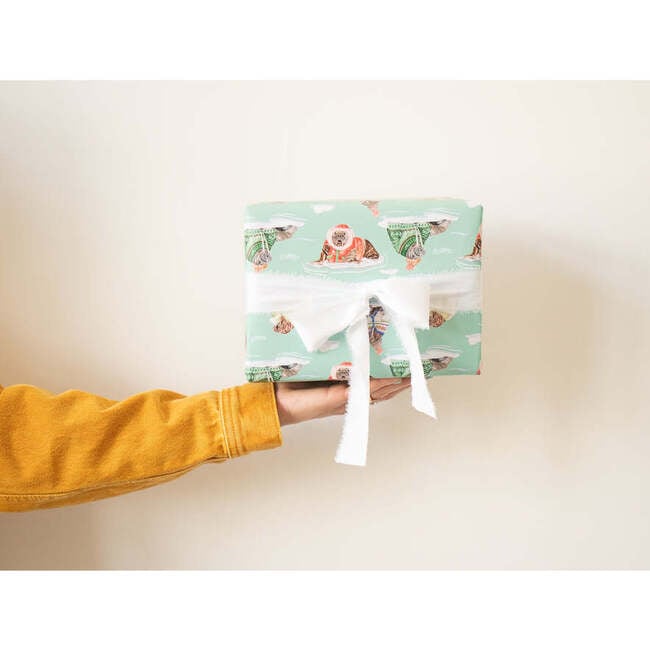 Lana's Shop X Maisonette Holiday Walrus Gift Wrap, Green - Paper Goods - 5