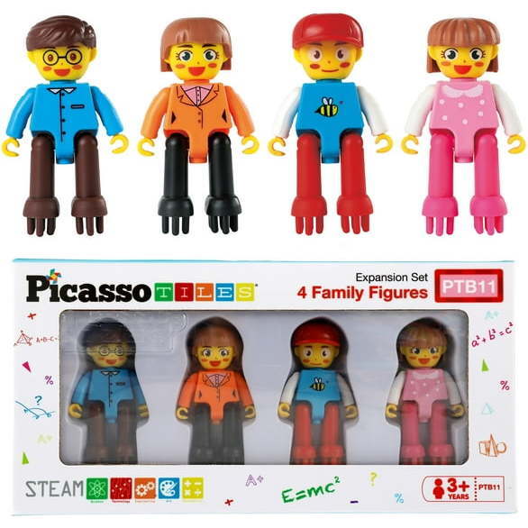 PicassoTiles Family Action Figures w/ 4 Magnetic People