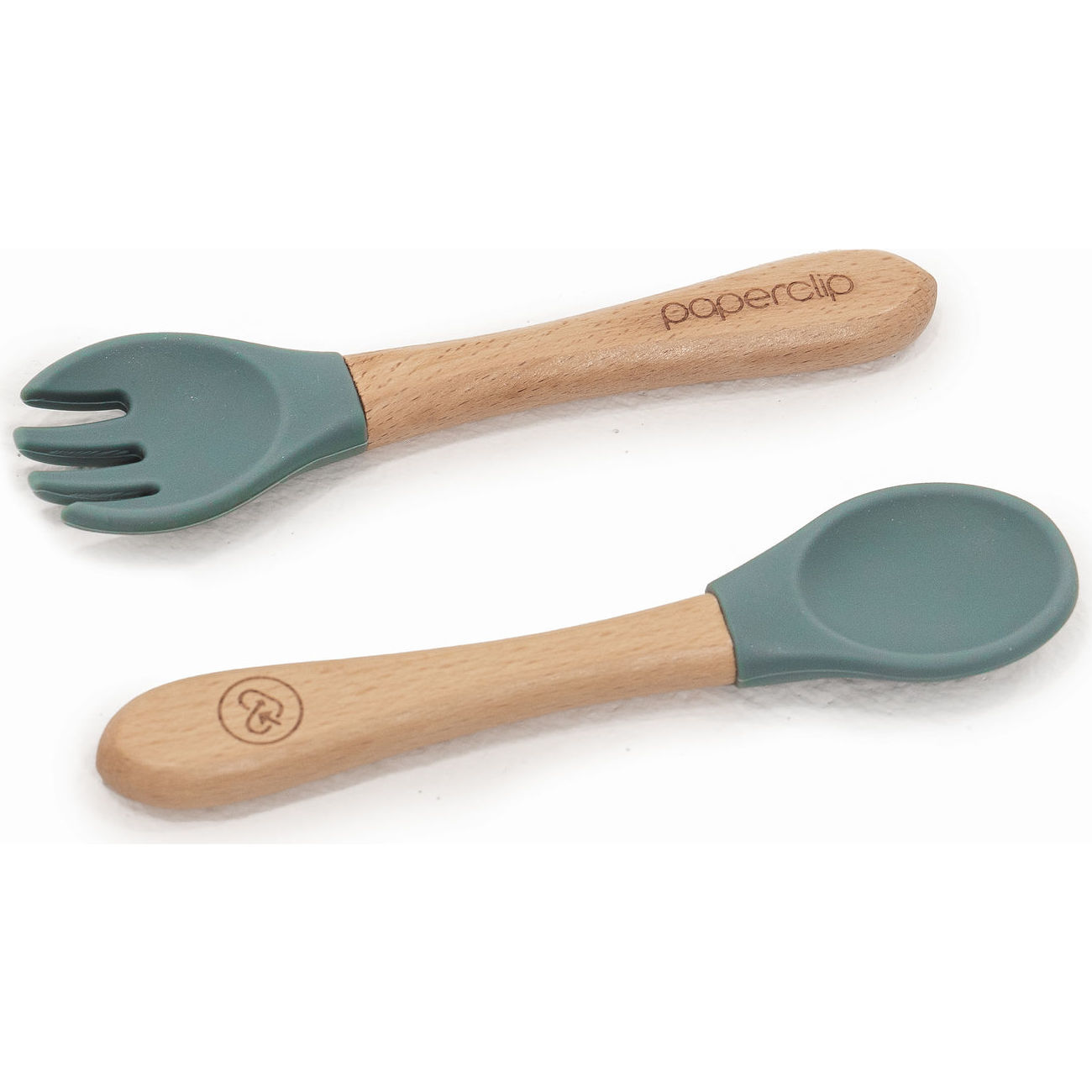 Silicone & Wooden Spoon & Spork Set, Cactus Green - Food Storage - 1
