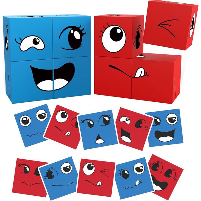 Mix and Match 8 Piece Magnetic Emoticon Puzzle Cube Set