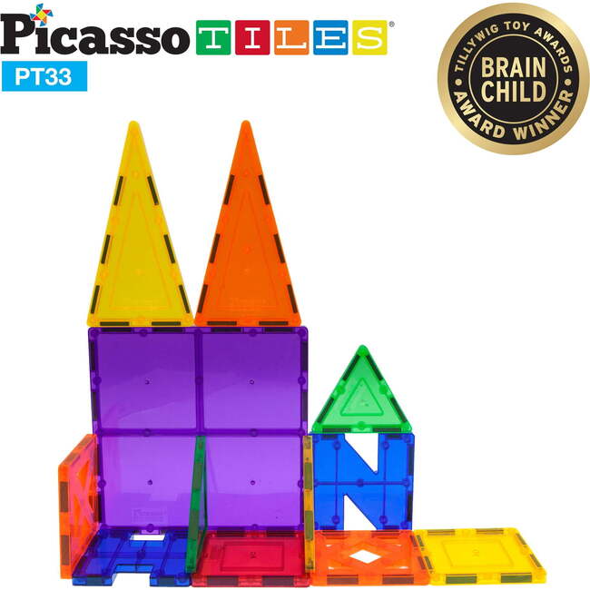 33 Piece Educational Set Magnet Building Tiles