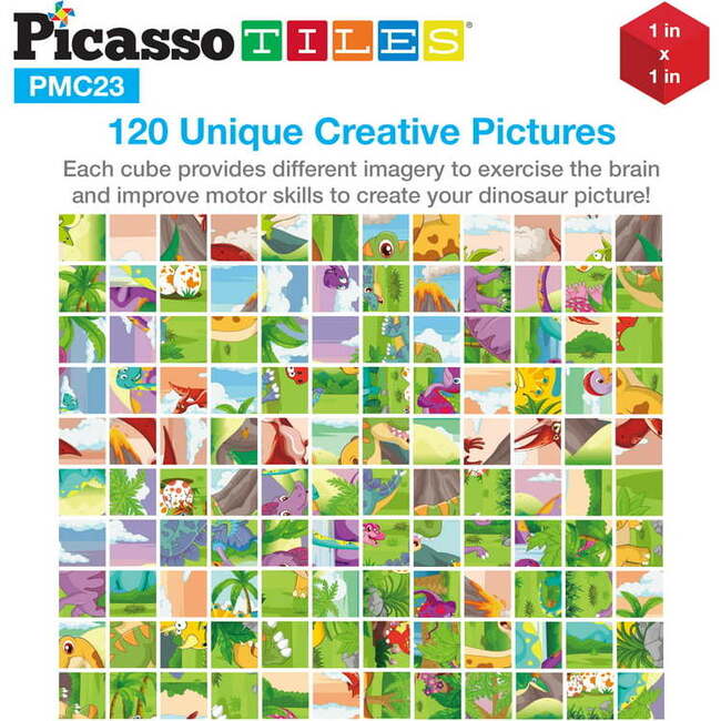 20 Piece 1" Magnetic Cube Puzzle Block Dinosaur Set - STEM Toys - 4