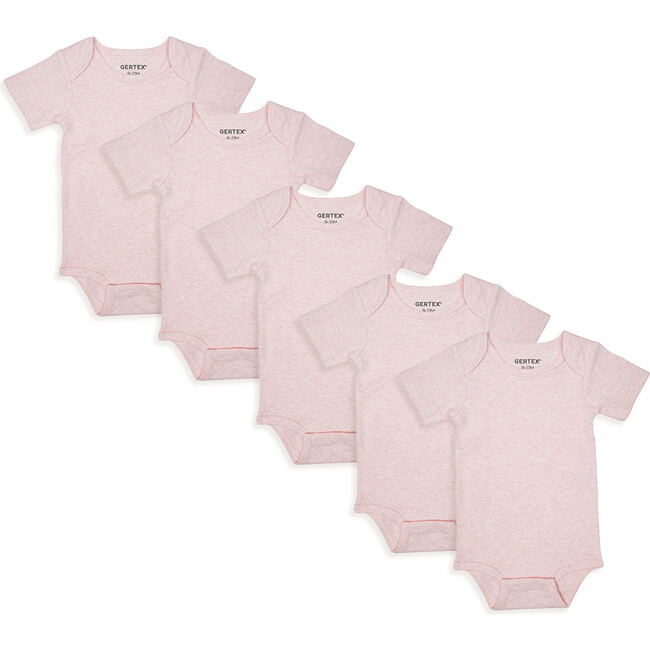 Organic Cotton Short Sleeve 5-Pack Bodysuit Bundle, Pink